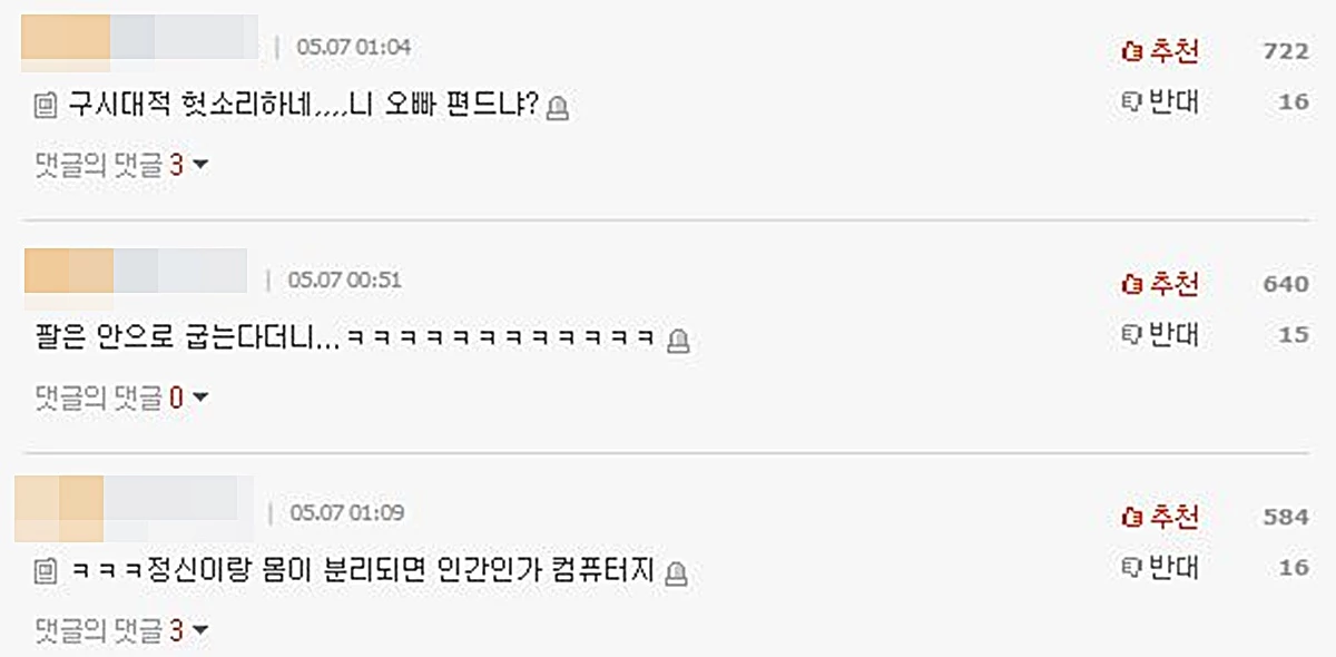 포털사이트 댓글창 캡처