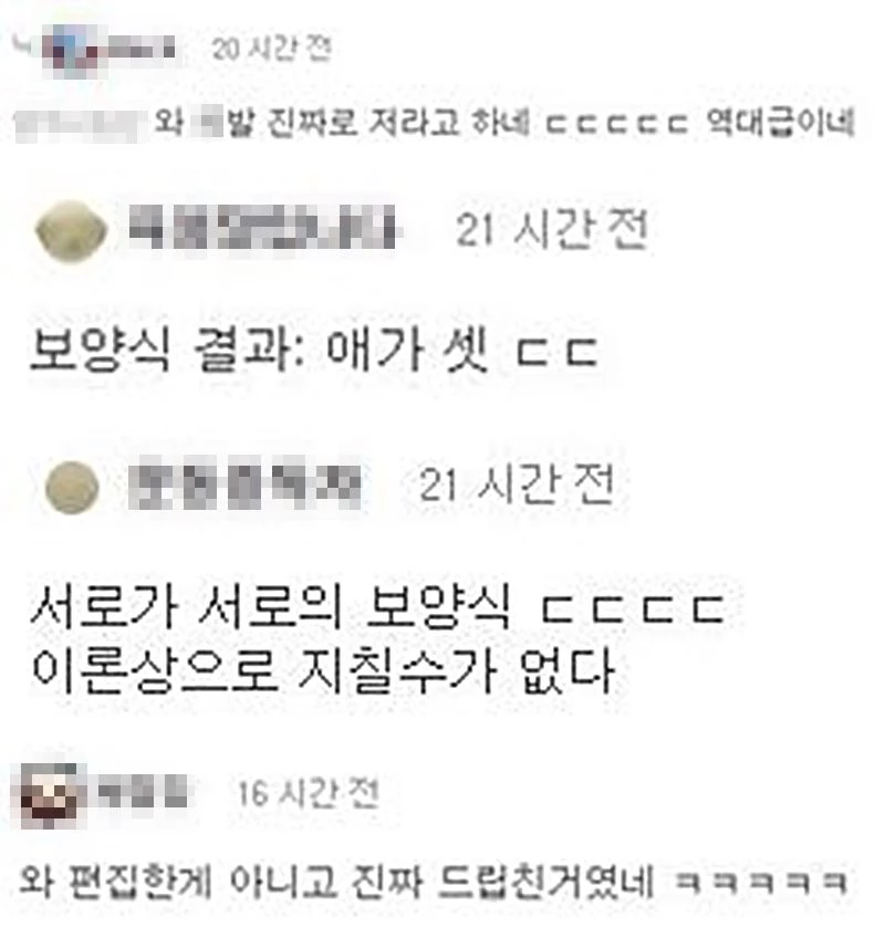 커뮤니티 에펨코리아에 달린 댓글들