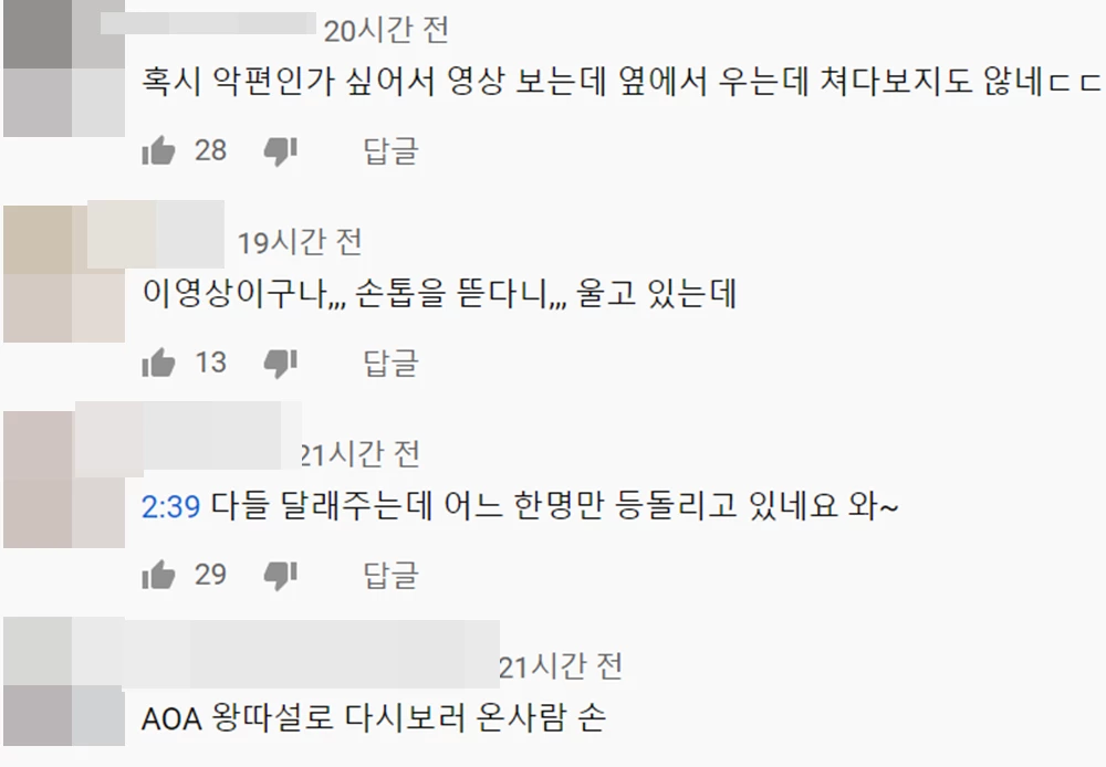 이하 유튜브 댓글 캡쳐