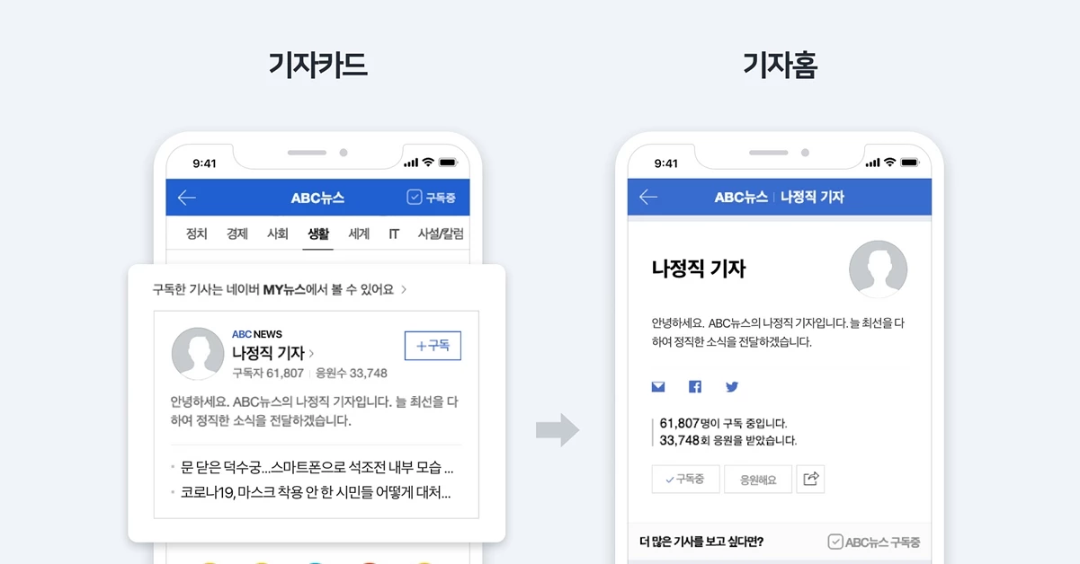 네이버 뉴스 기자페이지