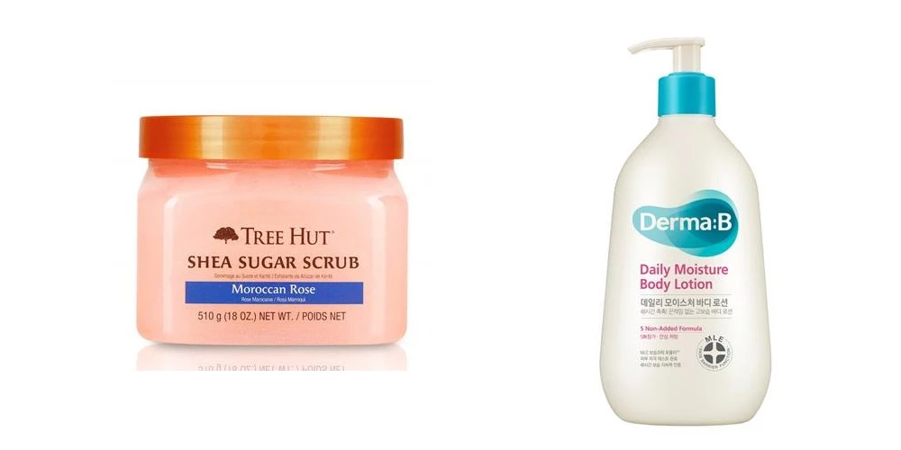 트리헛 '시어 슈가 스크럽 모로칸로즈', 더마비 '데일리 모이스처 바디로션'