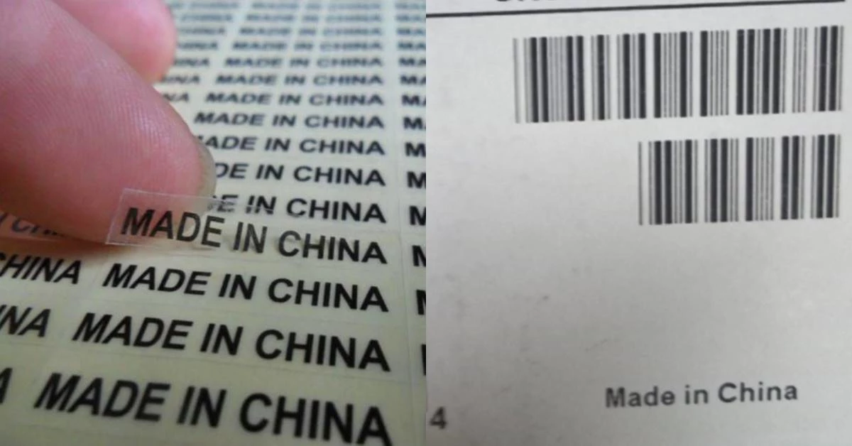 'Made in China' 스티커(왼쪽)과 제품의 부착된 모습. /보배드림, openfoodfacts