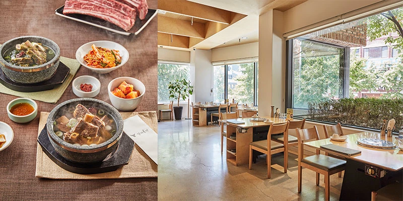 갈비곳간의 대표 메뉴 '사미헌 명품 갈비탕', ‘매생이 돌갈비탕’과 내부 모습