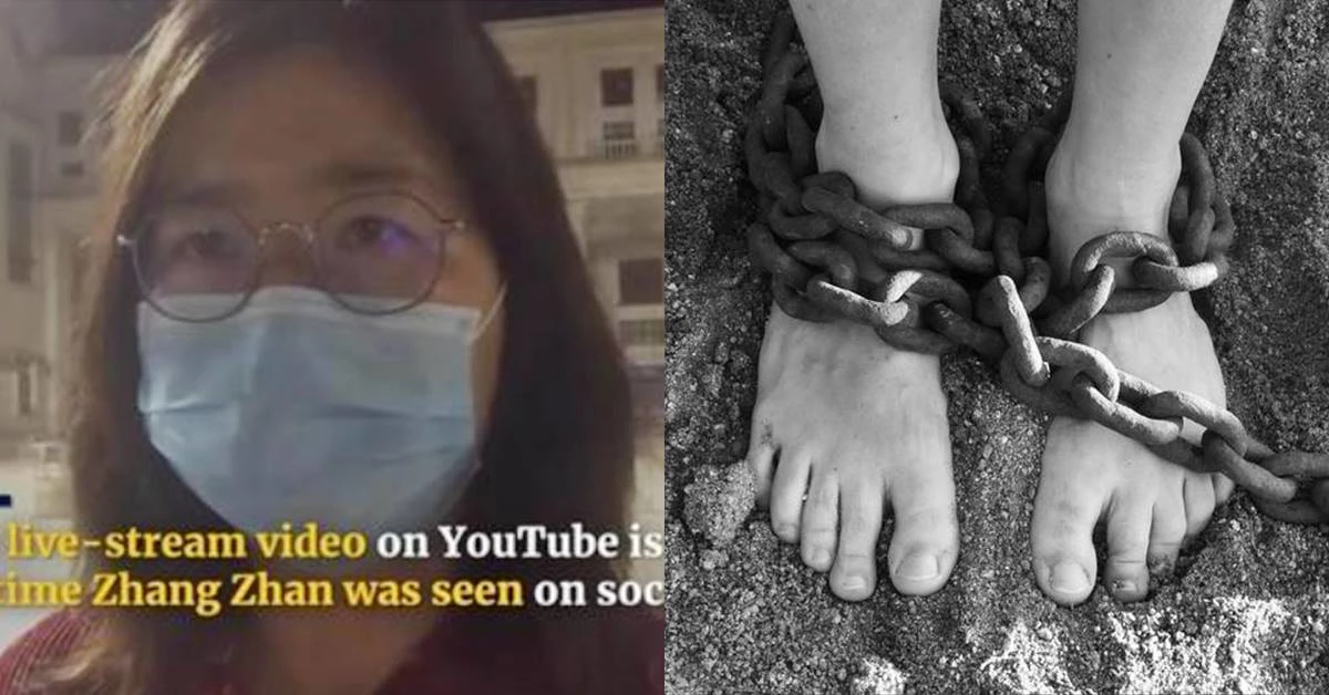 중국 당국에 체포된 시민기자 장잔 /SCMP 유튜부 캡처, 스내피고우트