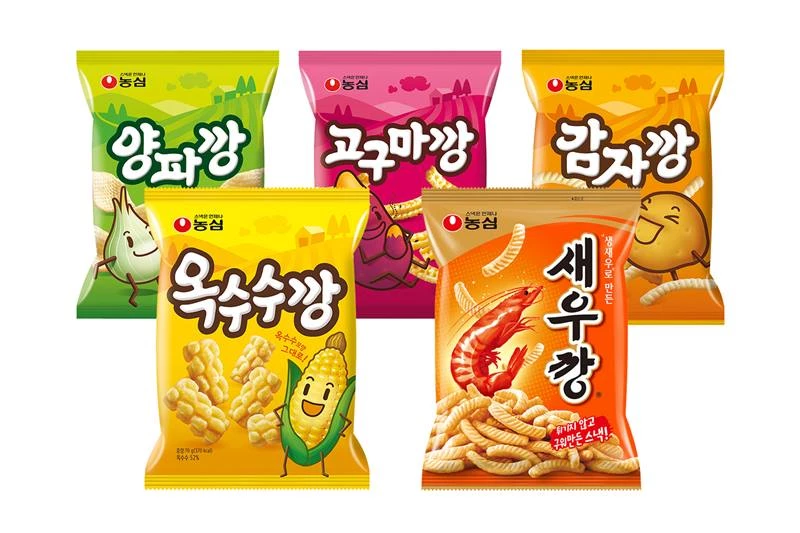 농심이 새우깡과 감자깡, 양파깡, 고구마깡, 옥수수깡 등 깡스낵 5종의 연간 매출액 합이 역대 최초로 1000억원을 돌파했다. / 농심