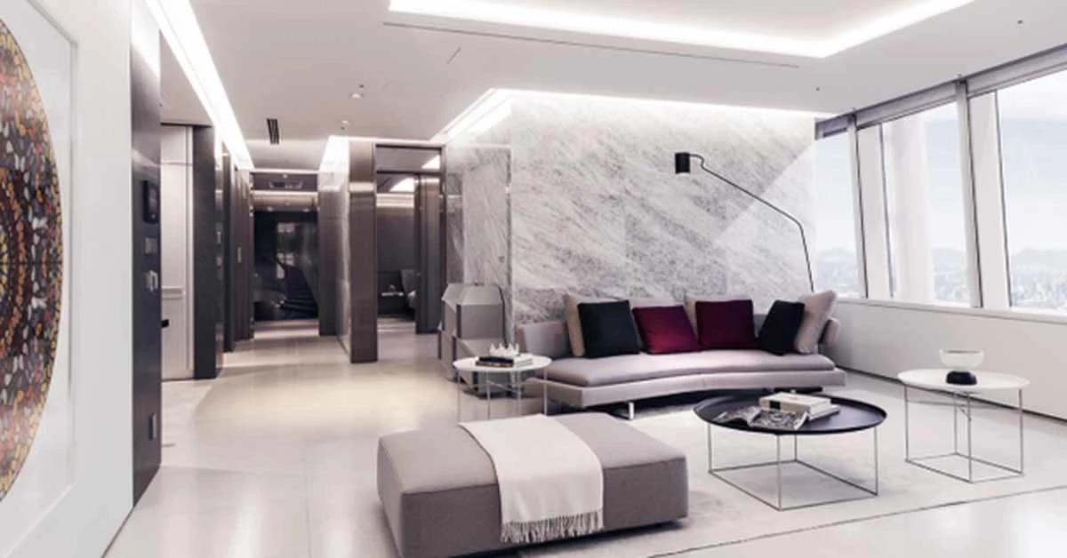 서울 송파구 ‘롯데 시그니엘 레지던스’의 거실 인테리어 예시 /롯데 시그니엘 레지던스 홈페이지