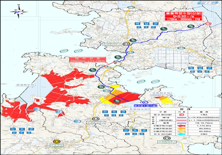 송수관로 노선계획도