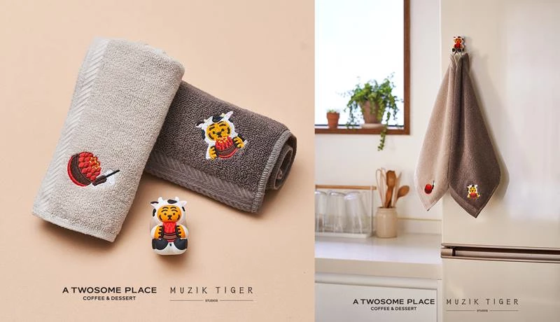 투썸플레이스가 '무직타이거'와 협업해 '투썸X무직타이거 타올 세트'를 출시한다. / 투썸플레이스