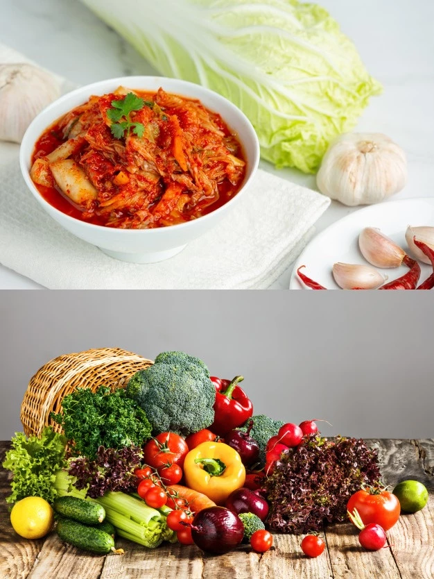 장내 유익균을 늘려주는 김치와 아채. /프리픽