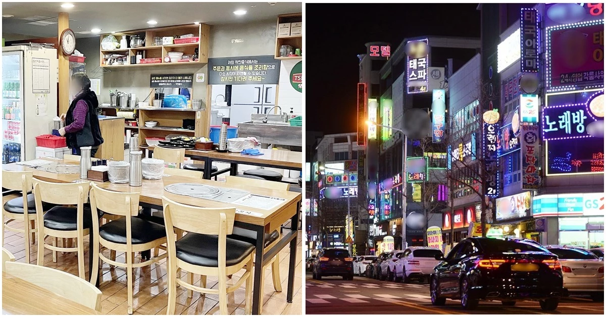 수도권 내 어느 식당을 촬영한 모습과 국내 어느 유흥가를 촬영한 모습.  / 뉴스1