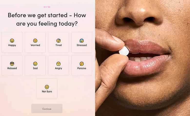 멘탈 케어 제품 선정을 위한 서베이 화면