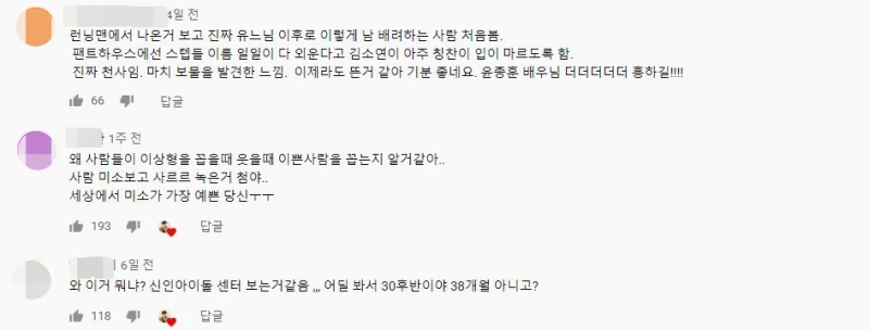 이하 유튜브 댓글 창 캡처