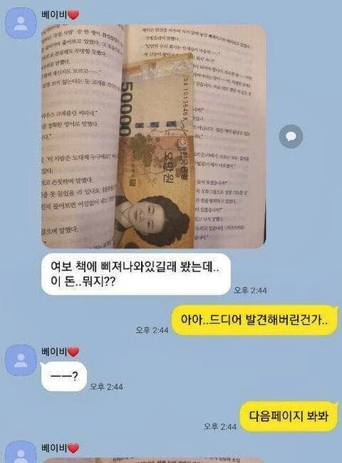 자신의 비상금을 찾은 아내와 대화 중인 글쓴이의 카톡 내용. / 이하 보배드림