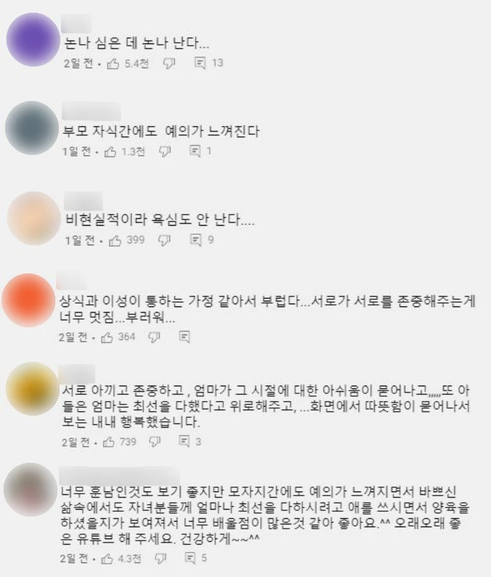 이하 유튜브 '밀라논나' 댓글 창