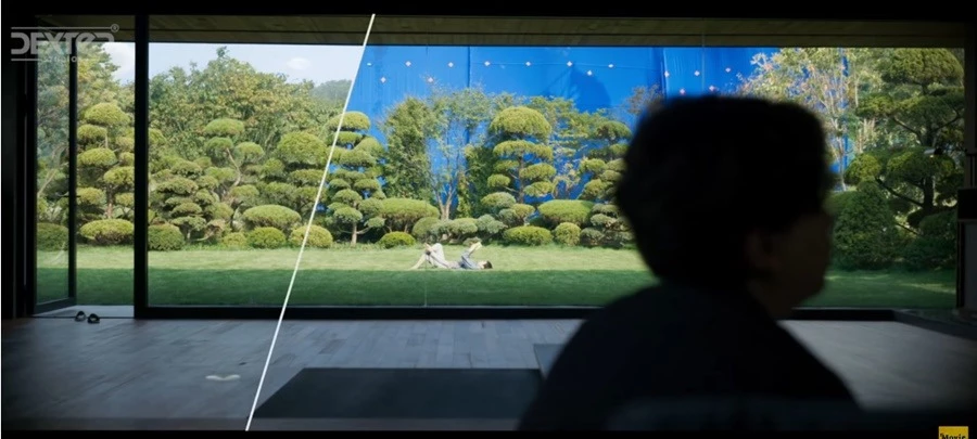 영화 '기생충'에서 CG가 사용된 장면 / 이하 유튜브 'Movie VFX'
