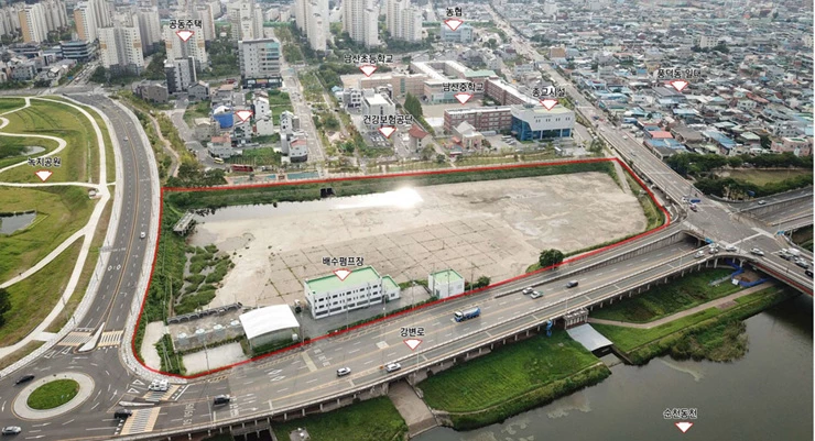 동천변 유수시설 전경