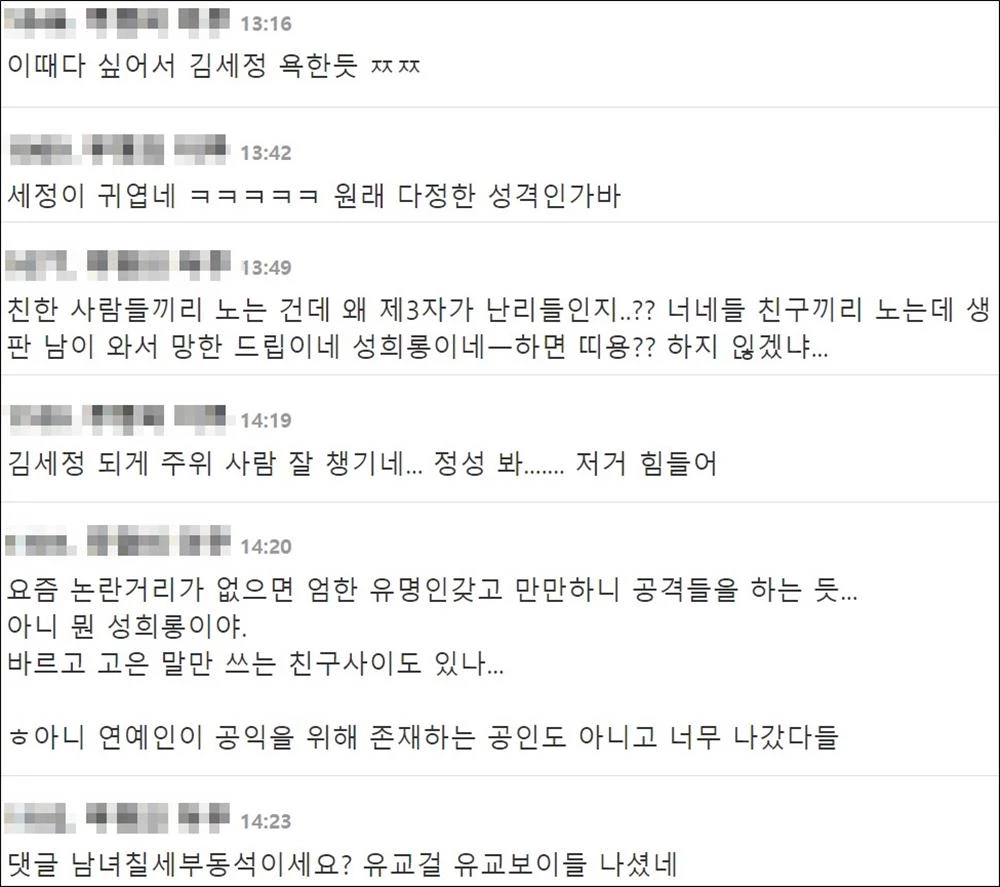 온라인 커뮤니티 '더쿠' 댓글 창