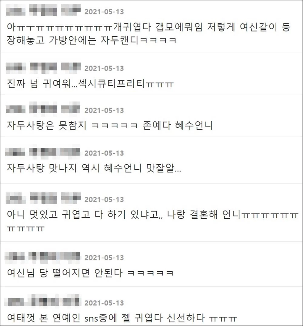 온라인 커뮤니티 '더쿠' 댓글 창