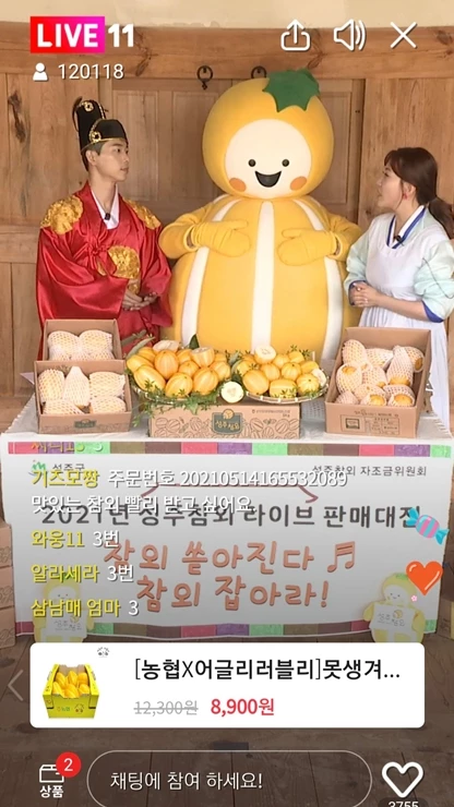 성주참외 라이브커머스 대박 행진-라이브방송 화면 / 성주군