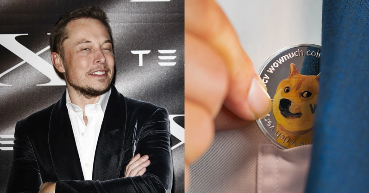 일론 머스크 테슬라 CEO(좌)와 도지코인 기념 주화. /셔터스톡