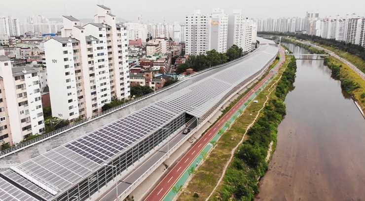 방음터널 시공사례 서울시 동부간선도로 태양광 방음터널