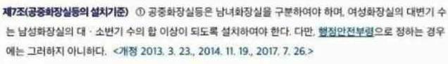 '공중화장실 등에 관한 법률' 제7조 1항 내용. /국가법령정보센터 홈페이지
