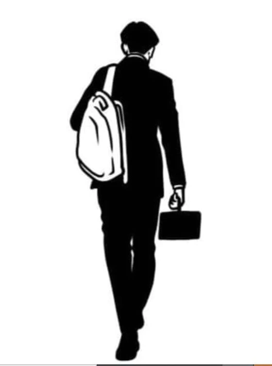 이정헌씨가 그린 다음 조국 전 법무부장관의 뒷모습. 조선일보 그림과 닮았다.