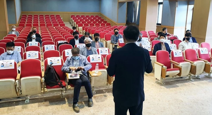 와이즈유 영산대 초기창업패키지사업단이 최근 선정된 창업기업 20개사 대표들을 대상으로 지난 17일 사업시행간담회를 실시하고 있다.   / 사진제공=영산대