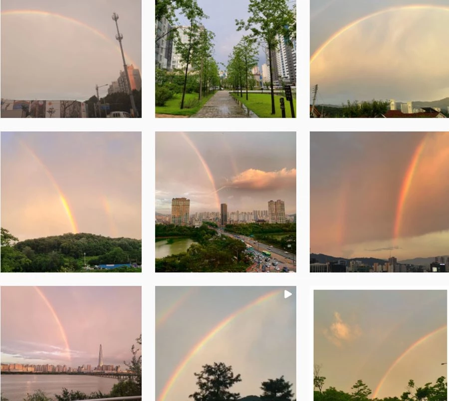 쌍무지개 인증샷을 올린 네티즌들 / 인스타그램 캡쳐