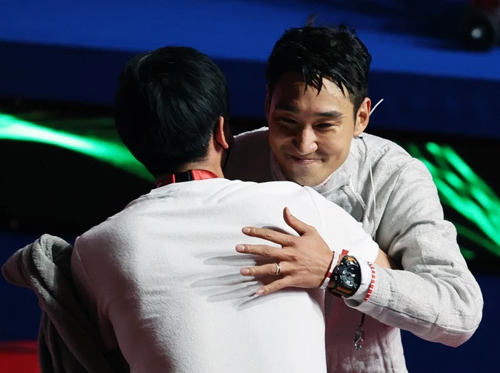 도쿄올림픽 남자 사브르 개인전 동메달 결정전에서 승리한 김정환