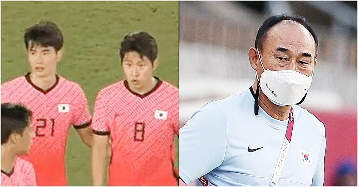 이강인과 김학범 감독 / MBC 올림픽 중계 화면, 뉴스1