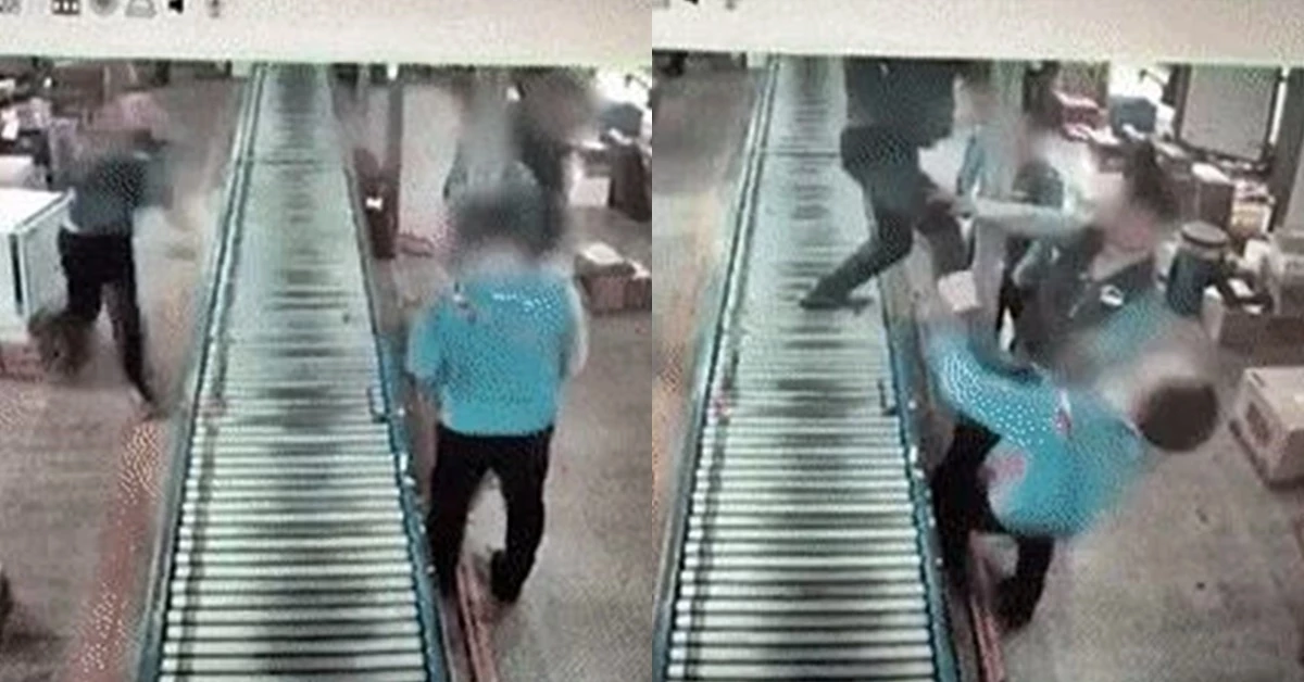 택배노조원이 비노조원을 향해 발길질을 하는 장면. /이하 네이버 밴드 '택배기사 권리찾기 전국모임' 커뮤니티