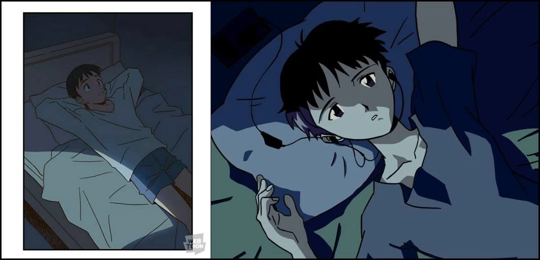 네이버 웹툰 '뜨거운 양철지붕 위의 고양이' (왼쪽)  일본 만화 '에반게리온' (오른쪽) / 네이버 웹툰, '에반게리온' 캡처
