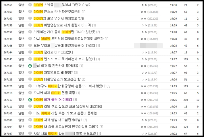 온라인 커뮤니티 디시인사이드 스트릿 우먼 파이터 갤러리
