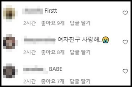 소원 인스타그램 댓글창 캡처