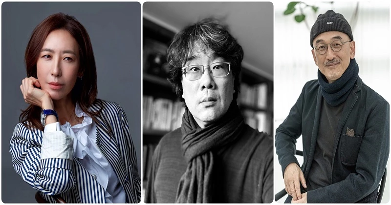 왼쪽부터 방은진, 봉준호, 이준익 감독 / 충무로영화제