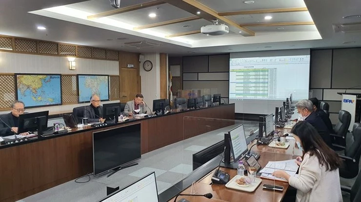 부산항만공사는 항만위원 대상으로 ‘2022년 예산 사전 설명회를 가지고 있다. / 사진제공=부산항만공사