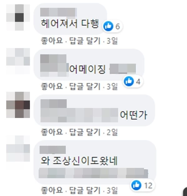 누리꾼들 반응. / 페이스북
