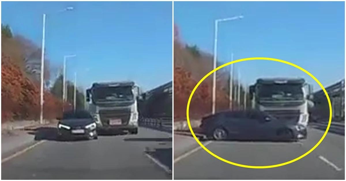 옆 차를 들이받는 덤프트럭 / 보배드림