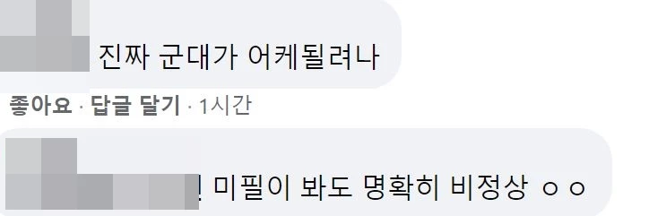 페이스북 페이지 '군대숲- 군대 대나무숲' 댓글 반응