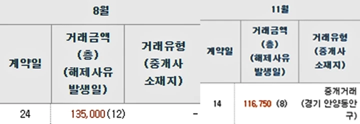 안양시 동안구 평촌동 꿈마을 우성 아파트 전용 101㎡ 실거래가 /국토교통부 실거래가 공개시스템