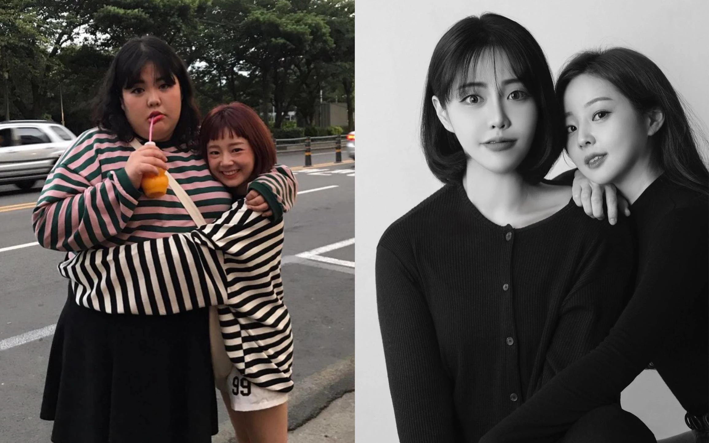 (왼쪽) 과거 양수빈-유보화 사진, (오른쪽) 현재 양수빈-유보화 사진