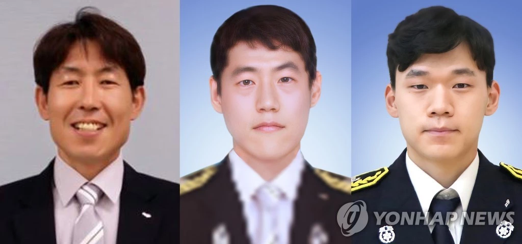 왼쪽부터 이형석(51) 소방위-박수동(32) 소방교-조우찬(26) 소방사 / 연합뉴스