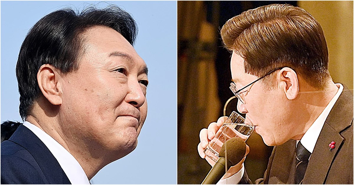 유력 대선 후보인 이재명 더불어민주당 후보와 윤석열 국민의힘 후보(왼쪽) / 이하 뉴스1