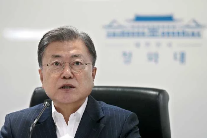 문재인 대통령이 지난달 22일 오전 청와대 국가위기관리센터에서 열린 ‘2022년도 국가안전보장회의 및 대외경제안보전략회의 연석회의’에서 발언하고 있다 / 청와대 제공-뉴스1