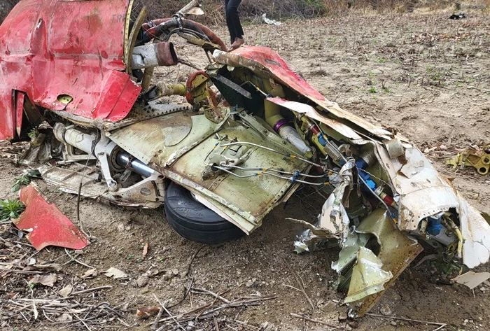 사고로 추락한 공군 훈련용 전투기 잔해 / 이하 뉴스1