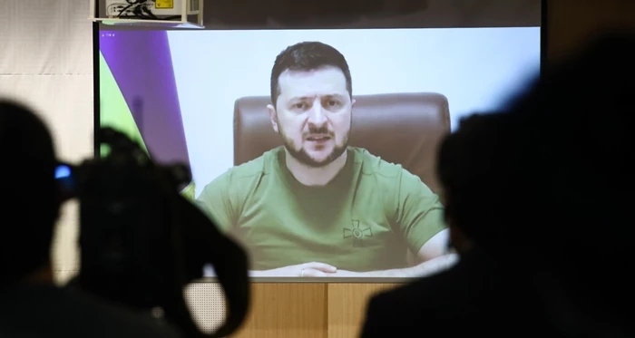 지난 11일 화상연설에 나선 볼로디미르 젤렌스키 우크라이나 대통령 / 뉴스1