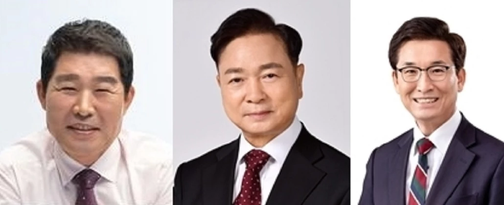 충북교육감 선거에 출마한 보수성향의 김진균(왼쪽부터) 심의보 윤건영 예비후보.