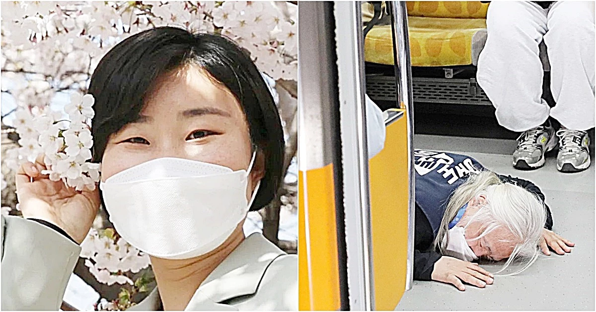 신지혜 기본소득당 상임대표, 21일 전국장애인차별철폐연대의 지하철 시위 장면 / 신지혜 대표 인스타그램, 뉴스1