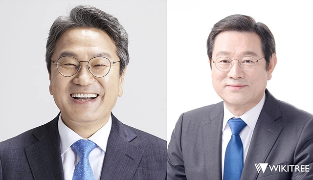 강기정 광주시장 예비후보(왼쪽),이용섭 광주시장 예비후보(오른쪽)